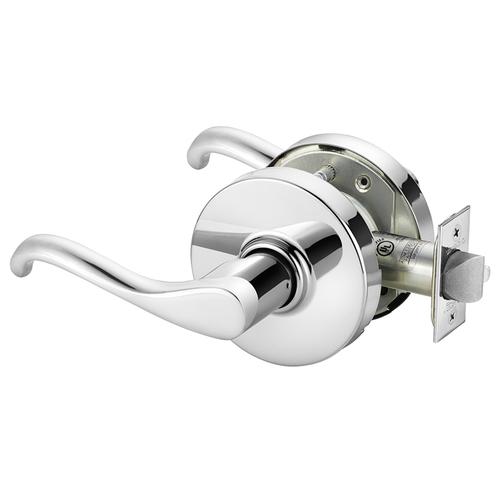 Grade 1 Passage Cylindrical Lock, Y Lever, Non-Keyed, Bright Chrome Finish, Left Hand Bright Chrome