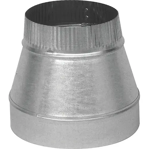 Short Duct Reducer, 6 in L, 28 Gauge, Galvanized Steel