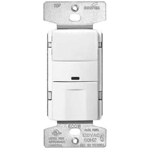 OS306U-W-K Motion Sensor Switch, 120 V, 1 -Pole, Motion Sensor, 180 deg Sensing, White