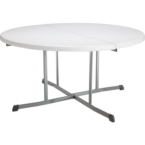 5402 Fold-in-Half Table, Steel Frame, Polyethylene Tabletop, Gray/White