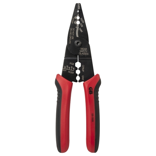 GB GS-3589 Cutter and Stripper, 3/8 in Wire, 3/8 in Cutting Capacity, 8 in OAL, Cushion-Grip Handle