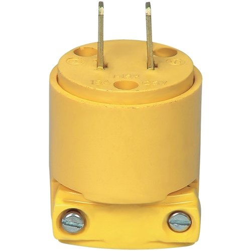 Electrical Plug, 2 -Pole, 15 A, 125 V, NEMA: NEMA 1-15, Yellow