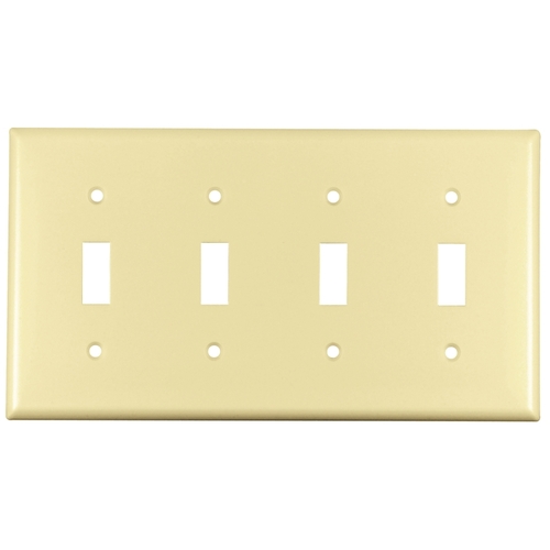 Wallplate, 4-1/2 in L, 8.19 in W, 4 -Gang, Thermoset, Ivory, High-Gloss