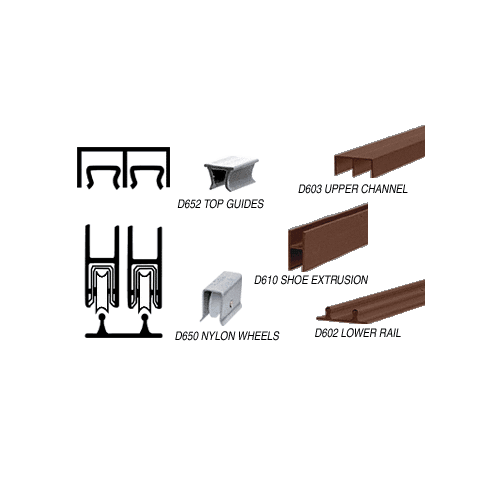 Duranodic Bronze Economy Flat Rail Track Assembly with Nylon Wheels (8 Sets)