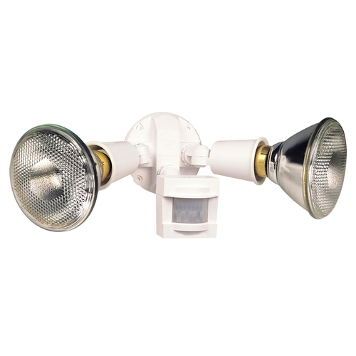 Heath Zenith HZ-5408-WH Motion Activated Security Light, 120 V, 300 W, 2-Lamp, Incandescent Lamp, White Light