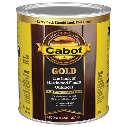 3470 Series 140.000.005 Exterior Stain, Gold Satin, Moonlit Mahogany, Liquid, 1 qt, Can