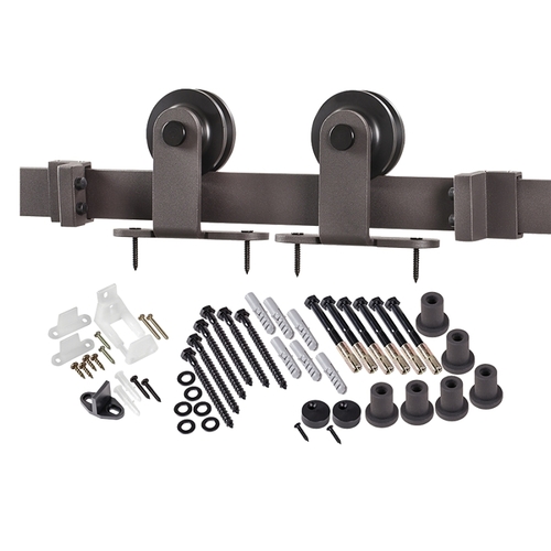 Renin BD101K-09600-BR Straight Strap Barn Door Hardware Kit, 96 in L Track, Steel, Bronze, Wall Mounting