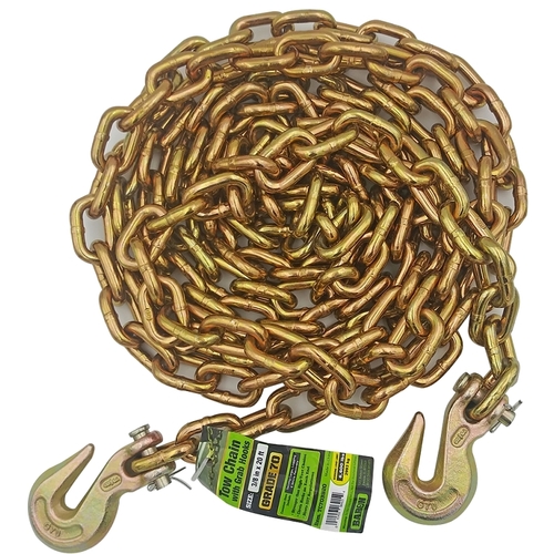 Baron TC703820 Tow Chain, 3/8 in Trade, 20 ft L, 70 Grade, 6600 lb Working Load, Gold Zinc