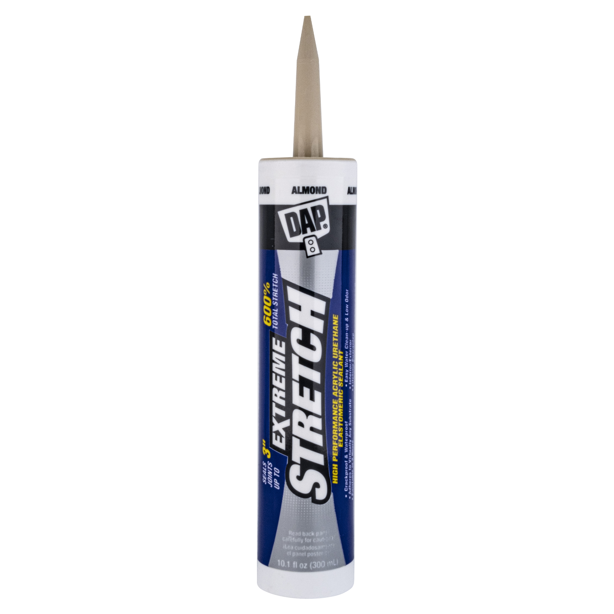 DAP 7079818717 EXTREME STRETCH Premium Elastomeric Sealant, Almond, 24 hr Curing, 40 to 100 deg F, 10.1 fl-oz Cartridge