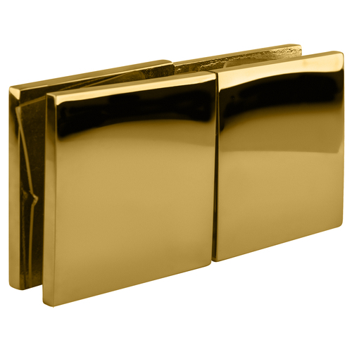 Polished Brass Square 180 Degree Glass-to-Glass Movable Transom Clamp