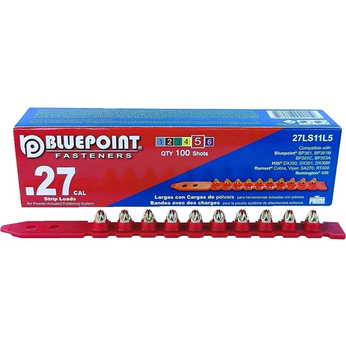 BLUE POINT FASTENING 27LS11L5 Low Velocity Load, 0.27 Caliber, Power Level: #5, Red Code, 6.8 mm Dia, 11 mm L - pack of 100