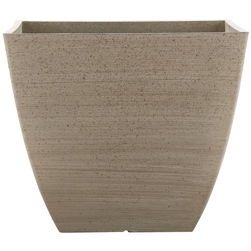 Southern Patio HDR-091660 Newland Planter, 16 in W, 16 in D, Square, Plastic/Resin, White, Stone Aesthetic