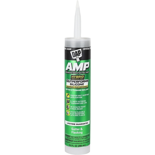 DAP 7079800765 AMP Gutter and Flashing Sealant, Clear, Paste, 9 oz