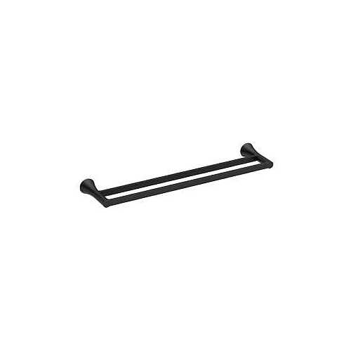 Mikah Series Double Towel Bar, 24 in L Rod, Zinc, Matte Black, Wall Mounting