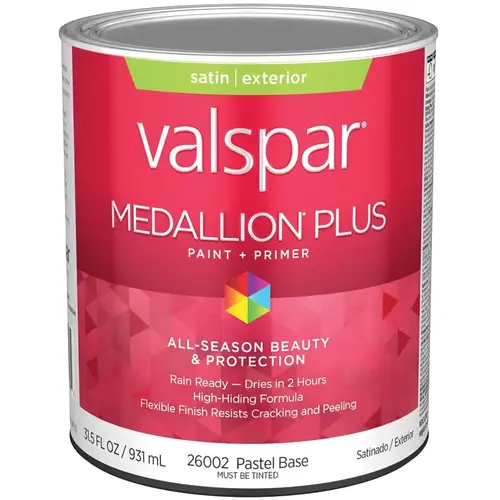 Medallion Plus Premium Paint & Primer Satin Exterior Paint, Pastel Base, 1 Qt.