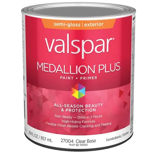 Medallion Plus Premium Paint & Primer Semi-Gloss Exterior Paint, Clear Base, 1 Qt.