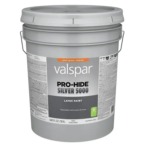 Pro-Hide Silver 5000 Latex Semi-Gloss Interior Wall Paint, Antique White, 5 Gal.