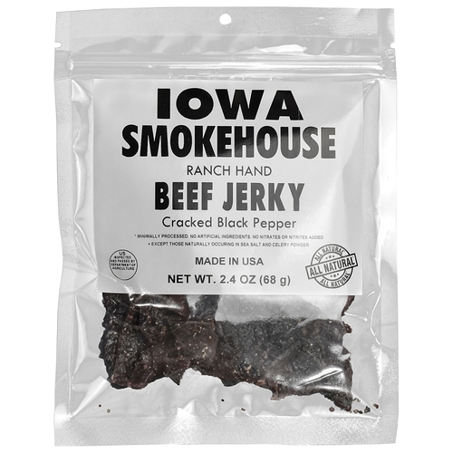 IOWA SMOKEHOUSE IS-RH2JP -m Snacks, Beef Jerky Cracked Black Pepper Flavor, 2.4 oz Bag