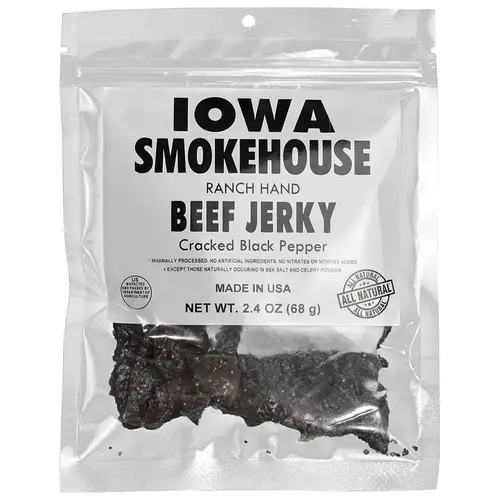 -m Snacks, Beef Jerky Cracked Black Pepper Flavor, 2.4 oz Bag