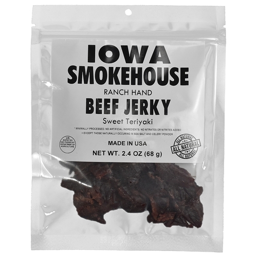 IOWA SMOKEHOUSE IS-RH2JT -m Snacks, Beef Jerky Sweet Teriyaki Flavor, 2.4 oz Bag