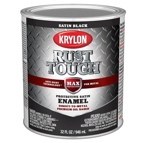 Rust Tough Rust-Preventative Paint, Satin Sheen, Black, 1 qt, 400 sq-ft/gal Coverage Area - pack of 2