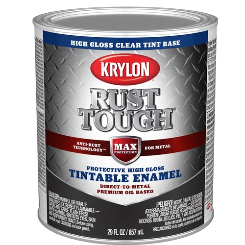 Rust Tough Enamel Paint, Gloss Sheen, Clear, 1 qt, 400 sq-ft/gal Coverage Area