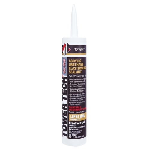 TOWER TECH2 Elastomeric Sealant, Redwood, 7 to 14 days Curing, 40 to 140 deg F, 10.1 fl-oz Tube - pack of 12