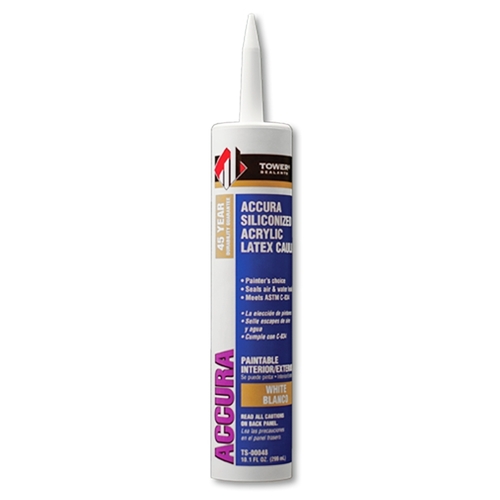 Tower Sealants TS-00048-XCP12 ACCURA Silicone Caulk, White, 7 to 14 days Curing, 40 to 140 deg F, 10.1 fl-oz Tube - pack of 12