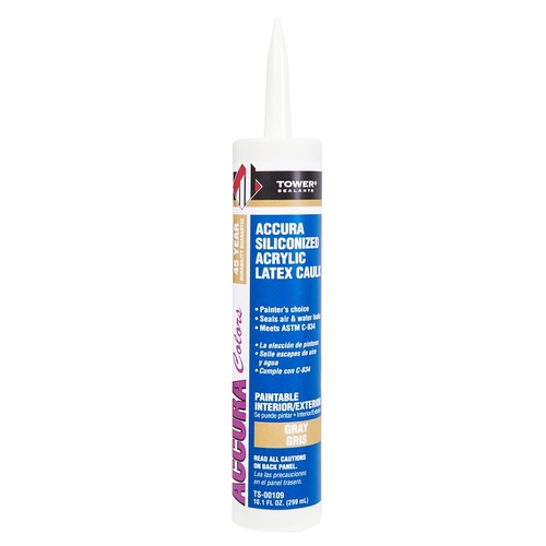 ACCURA Silicone Caulk, Gray, 7 to 14 days Curing, 40 to 140 deg F, 10.1 fl-oz Tube - pack of 12
