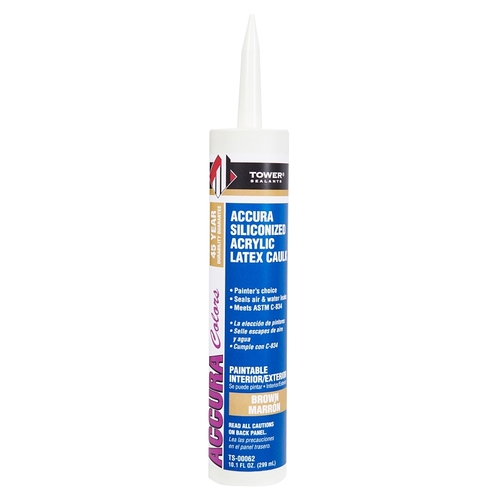 ACCURA Silicone Caulk, Brown, 7 to 14 days Curing, 40 to 140 deg F, 10.1 fl-oz Tube