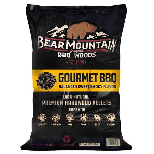 BEAR MOUNTAIN FOREST PRODUCTS FK90 Craft Blends Series BBQ Pellet, 20 in L, Wood, 20 lb Bag