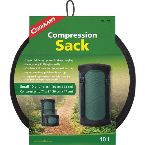 Coghlan's 1116 Compression Sack, Nylon, Black/Green