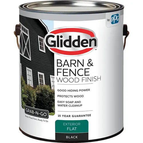 GRAB-N-GO GLBFEX10BL-1 Barn and Fence Finish, Flat, Black, Liquid, 1 gal