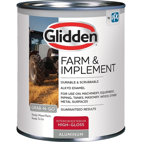 Glidden GLFIIE50AL/04-XCP4 GLFIIE50AL-04 Exterior Paint, High-Gloss, Aluminum, 1 qt - pack of 4