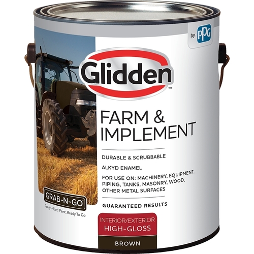 Glidden GLFIIE50BR/01 GLFIIE50BR-01 Exterior Paint, High-Gloss, Brown, 1 gal