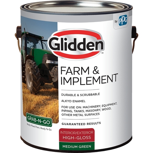 Glidden GLFIIE50GR/01 GLFIIE50GR-01 Exterior Paint, High-Gloss, Medium Green, 1 gal