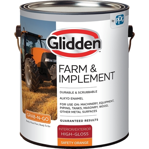 Glidden GLFIIE50OR/01 GLFIIE50OR-01 Exterior Paint, High-Gloss, Safety Orange, 1 gal