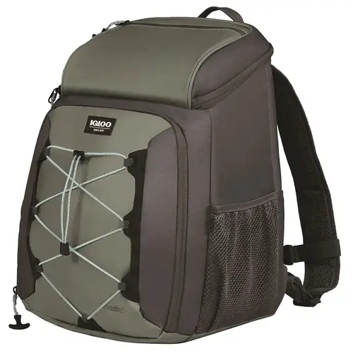 MaxCold Voyager Series Backpack Cooler, 12 in L, 10.6 in W, 12 oz Capacity, HDPE Foam/TPU Monument/Iron Gate