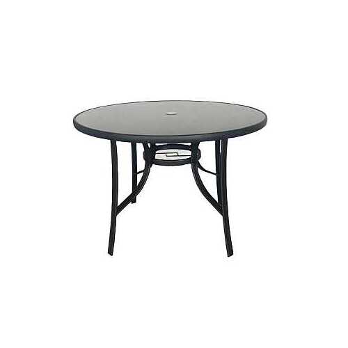 Seasonal Trends 50801 Table, Round, Steel, with Black Glass, 40 in