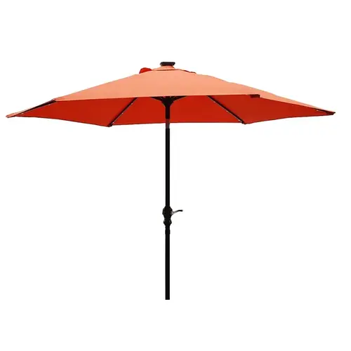 Tilt Umbrella, LED Lights, Steel, 9 ft, Orange