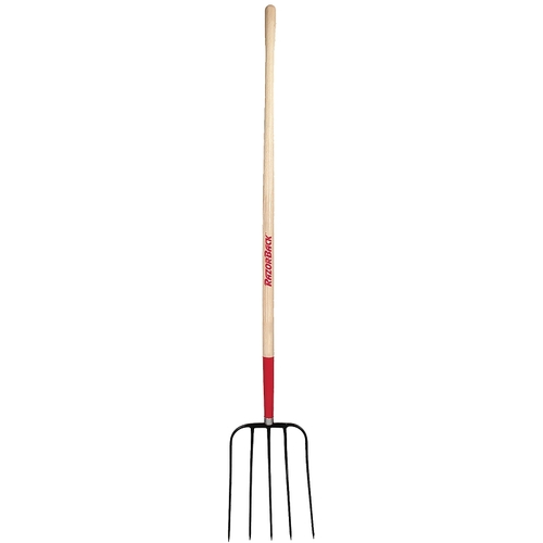 Razor-Back 2826500 Manure Fork, Oval Tine, Steel Tine, Wood Handle, 48-3/4 in L Handle