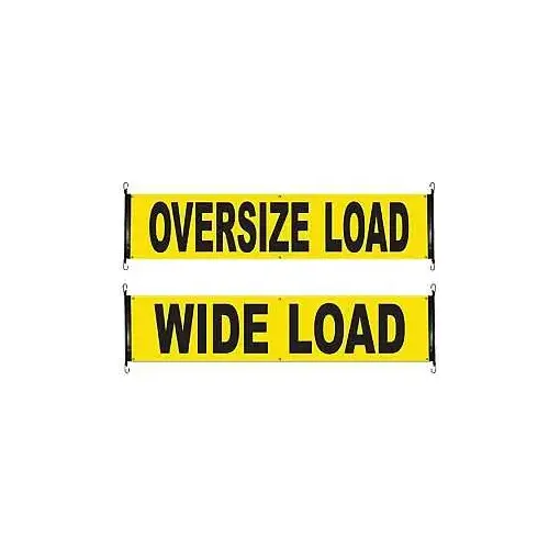 Safety Banner, 18 in W, 84 in L, Yellow Background, OVERSIZED LOAD, WIDE LOAD