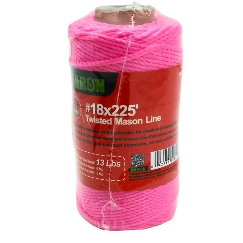 Seine Twine, #18 Dia, 225 ft L, 13 lb Working Load, Polypropylene, Neon Pink