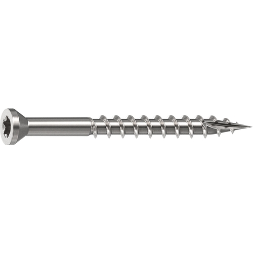 Camo 0350130 Deck Screw, 0.163 in Thread, 2 in L, Trim Head, Star Drive, Sharp, Type-17 Point, 305 Stainless Steel, 100 Bright - pack of 100