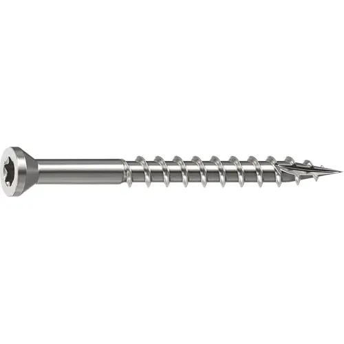 Deck Screw, 0.163 in Thread, 2 in L, Trim Head, Star Drive, Sharp, Type-17 Point, 305 Stainless Steel, 100 Bright - pack of 100