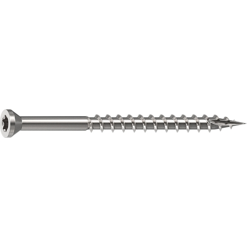 Camo 0350150 Deck Screw, 0.163 in Thread, 2-1/2 in L, Trim Head, Star Drive, Sharp, Type-17 Point, 305 Stainless Steel Bright - pack of 100