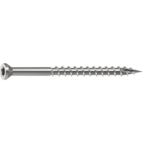 Deck Screw, 0.163 in Thread, 2-1/2 in L, Trim Head, Star Drive, Sharp, Type-17 Point, 305 Stainless Steel Bright - pack of 100