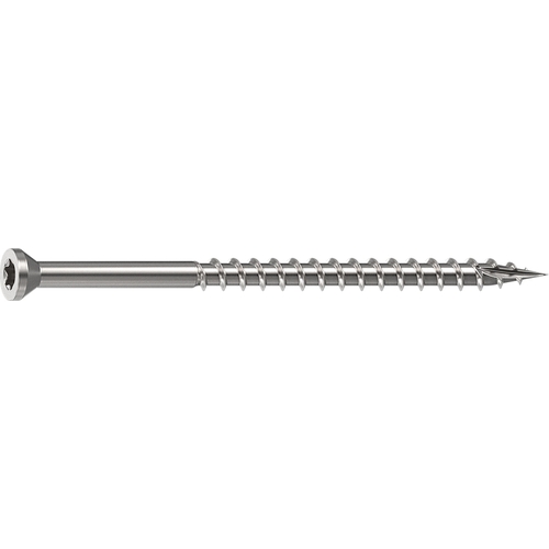 Camo 0350170 Deck Screw, 0.163 in Thread, 3 in L, Trim Head, Star Drive, Sharp, Type-17 Point, 305 Stainless Steel, 100 Bright - pack of 100