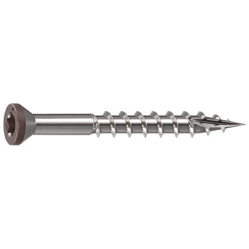 Camo 0353000DS Deck Screw, 0.163 in Thread, 1-5/8 in L, Trim Head, Star Drive, Sharp, Type-17 Point, 316 Stainless Steel Dark Brown - pack of 100