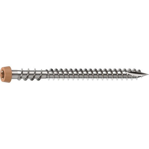 Camo 0367158CS Deck Screw, #10 Thread, 2-1/2 in L, Reverse Upper Thread, Trim Head, Star Drive, Sharp, Type-17 Point Cedar - pack of 350